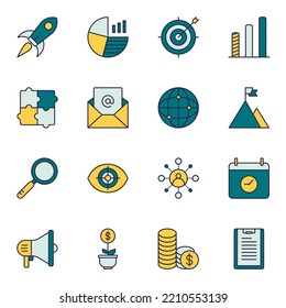 Iniciar el vector de configuración de iconos de línea rellenada