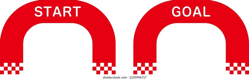 Start and finish arch isolated vector illustrations.