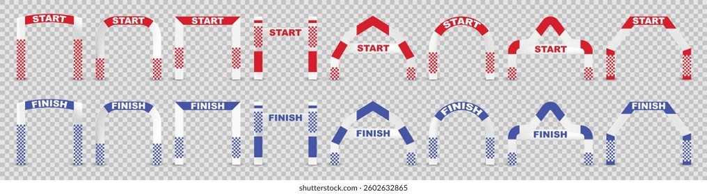 Start and finish arch template collection. Vector illustration