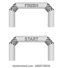 start and finish balloon gate with checkered pattern, vector illustration isolated on white background.