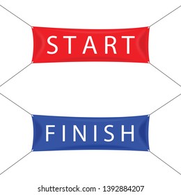 Start and finish banners isolated on a white background