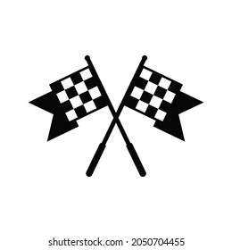 Start and finish, checkered two crossed racing flags. Concept auto moto racing competitions. Simple flat style. Vector illustration.