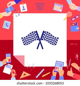 Start finish cross flags icon