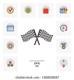Start finish cross flags icon. Graphic elements for your design