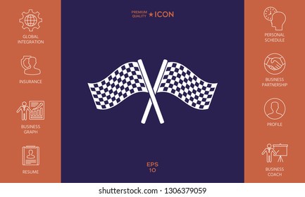 Start finish cross flags icon. Graphic elements for your design
