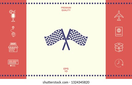 Start finish cross flags icon. Graphic elements for your design