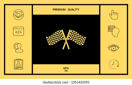 Start finish cross flags icon. Graphic elements for your design