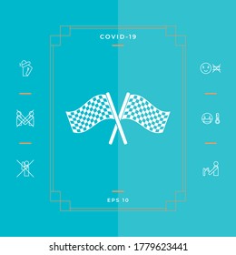 Iniciar el icono de fin de marcas cruzadas. Elementos gráficos para su diseño