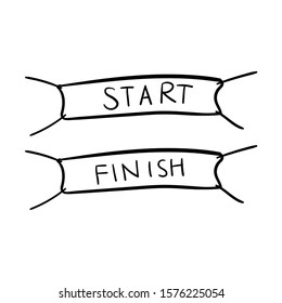 start finish doodle icon vector hand drawing 