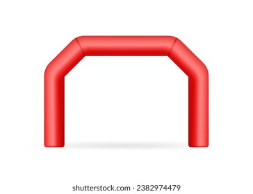 Marca de inicio, fin y banner para el diseño de concepto. Ilustración de arco de acabado inflable. Arco inflable rojo, adecuado para una variedad de actividades deportivas al aire libre. Ilustración del vector