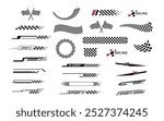 Start and finish flag. Race flag. Checkered flag. Racing stripes. Race motorsport graphics. Vector illustration