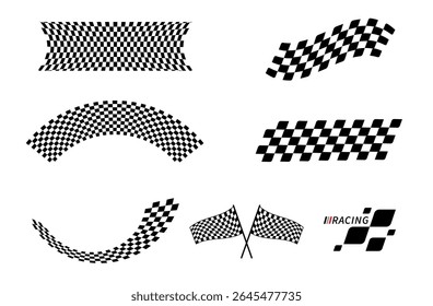 Start and finish flag. Race flag. Checkered flag. Racing stripes. Race motorsport graphics. Vector illustration
