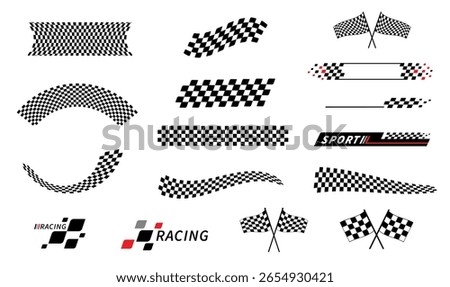 Start and finish flag. Race flag. Checkered flag. Racing stripes. Race motorsport graphics. Vector illustration	