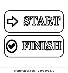 start or finish icons. simple line vector illustration