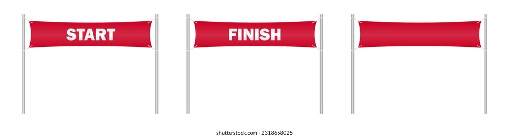 Start and Finish Line Banner. Vector Illustration Isolated on White Background. 