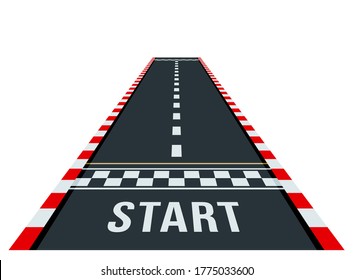 start and finish on the go-kart track. road markings. flat vector illustration. view from above