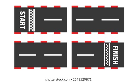 Start and finish rally races line track marking.