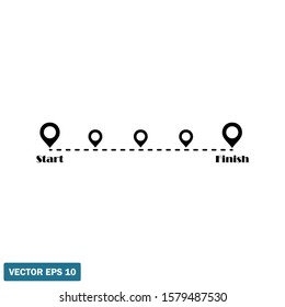 Start and Finish Route Icon Symbol Logo Template Design Element