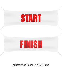 Start finish. Winner banner. Flat line cartoon vector illustration.