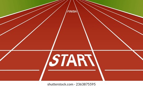 "START" and "FINISH" words on athletics track illustration vector.