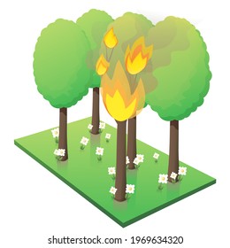 Start of fire in a forest (cut out)