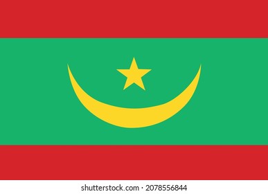 Start with the flag of Mauritania. Flat vector illustration
