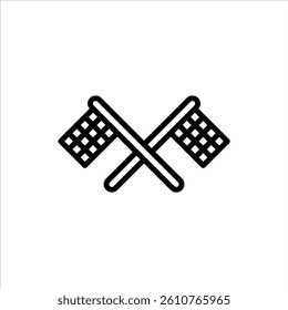 start flag outline icon. finish flag black line illustration.