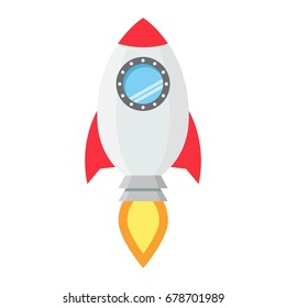 Start up flat line icon, business and rocket, vector graphics, a colorful solid pattern on a white background, eps 10.