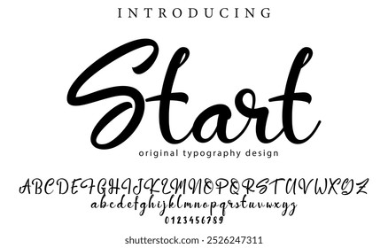 Start Schriftart Stilvoller Pinsel mit einem Großbuchstaben, Vektorbuchstaben, Alphabet, Schriftart