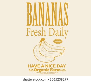 Start fresh day. Fruits of the spirit. Banana art. Summer food poster design. Banana fruit set. Nature fruit club print design. Organic food artwork for for t shirt and poster. 