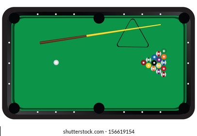 Start a game of American billiards.. Vector illustration.