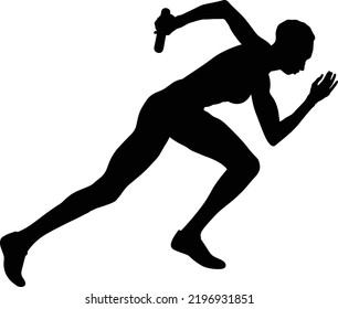 start girl runner running relay race black silhouette