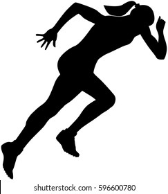 start girl runner sprint competitions black silhouette