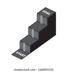Start and Goal Target Way Challenge to Success with Ladder Vector