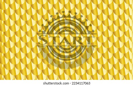 Start gold badge. Scales pattern. Vector Illustration. Detailed. 