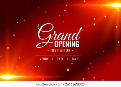 start up grand opening invitation background with golden star decoration vector