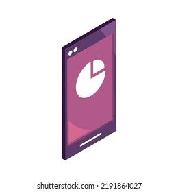 start up graph by smartphone isometric icon