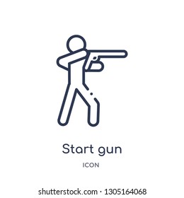 start gun icon from olympic games outline collection. Thin line start gun icon isolated on white background.