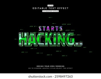 start hacking cyber hack colorful modern retro futuristic chrome text effect