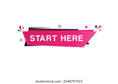 Comece aqui - banner para publicidade design estilo plano. ilustração vetorial.