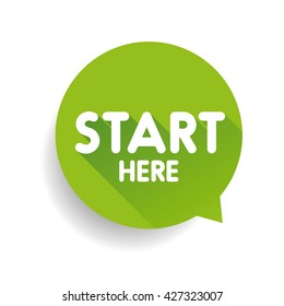 Start Here Button Speech Bubble Green