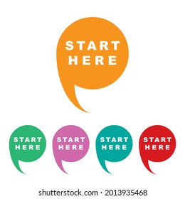 Start Here Icon, Color Isolated On White Background, Vector Illustration.