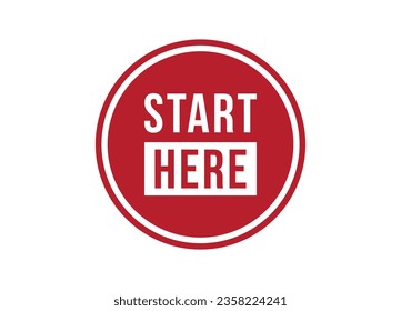 start here red banner design vector illustration