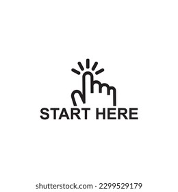 start here sign on white background