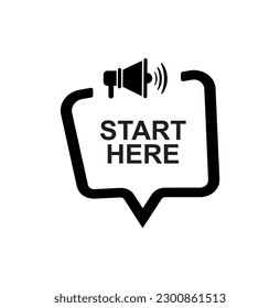 start here sign on white background