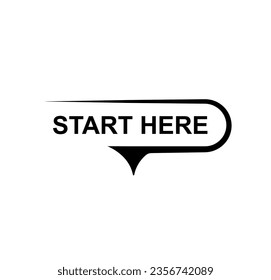 start here sign on white background