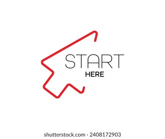 start here sign on white background