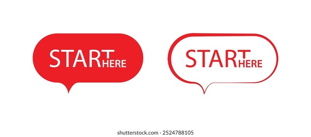 start here sign on white background