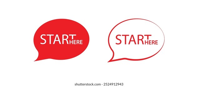 start here sign on white background