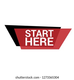 start here sign - paper origami speech bubble.